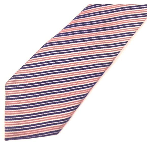 Countess Mara Men's Neck tie Silk pink & navy blue textured 49" x 3.5" - Picture 1 of 4